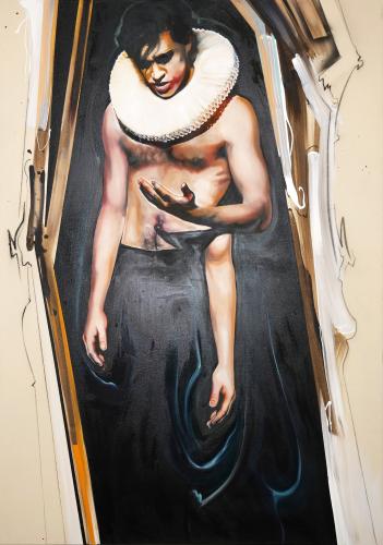 Pierot, akryl, oil and charcoal on canvas, 200×140 cm, 2023